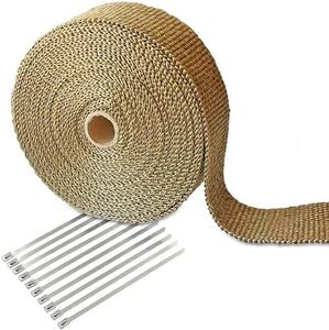 Arcets Cinta de Escape Térmica Aislante Anticalor para Motocicleta Rollo Aislante en Fibra de Vidrio Disipación de Calor Protección Contra el Calor con 10 Bridas Metálicas (marrón)