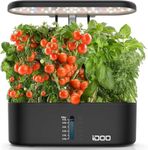 iDOO Hydroponics Growing System, Indoor Herb Garden, Germination Kit, 10 pods Smart Garden with Auto Timer LED Grow Light, 37cm Height Adjustable, Water Shortage Alarm, Black