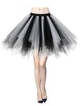 MizHome Womens Plus Size Black&White Tutu Skirt Layered Tulle Skirt Adult Halloween Costumes