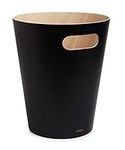 Umbra Woodrow 2 Gallon Modern Wooden Trash Can, Wastebasket, Garbage Can or Recycling Bin for Home or Office, Black/Natural