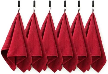 SEMAXE 6-Pack Red Combed Cotton Hand Towels for Bathroom with Hanging Loops