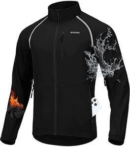 Men's Winter Cycling Jackets Thermal Warm Water Resistant Running Bike Windproof Windbreaker Reflective Fleece Cold Weather Mountain Biking Bicycle Riding Gear(Black,XXL)