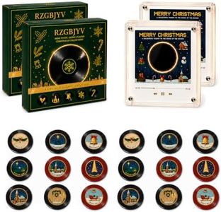 Magnetic Mini Vinyl Music Player, Christmas Mini Record Player with Holiday Music Discs, Retro Fridge Decor for Kitchen, Home, Office