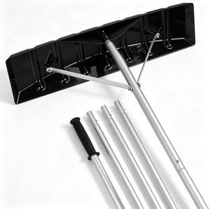 Outvita 20FT 25" Wide Extendable Aluminum Snow Roof Rake, PC Black