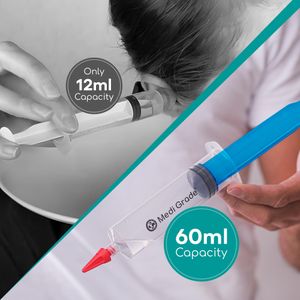 Medi Grade Large Ear Wax Removal Syringe Kit – 3 Quad-Stream Tips, 60ml