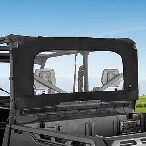 KEMIMOTO Soft Rear Windshield Compatible with Can-Am Defender HD 5/ 7/ 8/ 9/ 10 DPS XT XMR Max 2016-2024 PVC Dustproof Full Windscreen Roll Up/Down Zipper Airflow Back Window