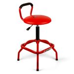 FreekyFit Garage Stool, Adjustable Height Swivel Work Bar Mechanic Stool, Shop Stool with Backrest, Pneumatic Shop Stool for Home, Bar and Shop, 300 LBS Capacity, 360° Rotation, Heavy Duty, Red