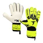 Precision Training Fusion X Flat Cut Essential Football Adult's Goalkeeper Gloves, Fluo Yellow, 10