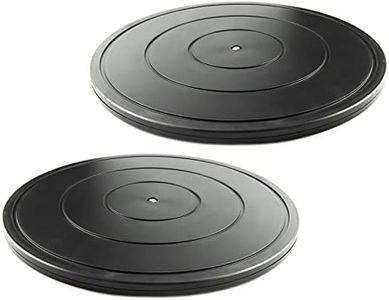 VOLCANOES CLUB 16 Inch Lazy Susan Turntable - Heavy Duty Rotating Swivel Steel Ball Bearings - Flat Base Stand for TV/Computer/Monitor/Arts/Crafts/Bonsai/Statue/Cabinet Organizer (2 Pack/Black)