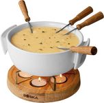 BOSKA Fondue Set Twinkle - Cheese Fondue - Fondue - Ceramic Fondue Pot - Microwave-Safe - Fondue Sets - Incl. 4 Fondue Forks - White - 54 fl oz