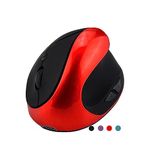 Wireless Mouse 2.4G Ergonomic Vertical Optical Mouse with Nano Receiver,4 Adjustable DPI 800/1200/ 1600/2400,Rechargeable Li-Battery,6 Buttons for Computer,Notebook, PC, Laptop, MacBook(Red)