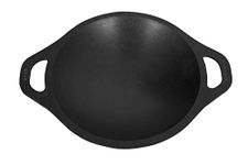 DYNAMIC COOKWARES Premium Pre-Seasoned Even matt Finish Cast Iron Appam Pan 8 Inch/22.05 cm | Gas Compatible | Naturally Nonstick Appam Patra/Chatti/Kallu/Palappam Pan, 100% Pure & Toxin-Free, Black