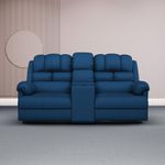 The Sleep Company Luxe 2-Seater Motorised Recliner | Patented SmartGRID Technology | 2-Seater Recliner Sofa | Cupholders & 25L Storage | Unique Lumbar Design | USB Charging | Blue