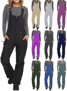 VOGFFR Ski Bibs Women,Snow Bibs Women Insulated Waterproof Bib Overalls Snowboarding Winter Athletic Pants Windproof Warm Ski Overalls Black