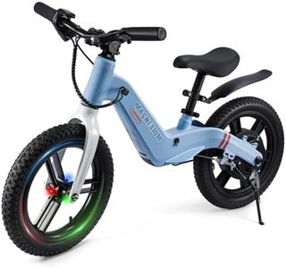 GROWNEER Electric Balance Bike for Kids, 14-Inch Tires,Ages 3–7, 9.3 Mile Range, Lightweight 16.5lbs, 3 Speed Settings (3.1/6.2/9.3 MPH) Light-up Front Tire & Adjustable Seat, Blue