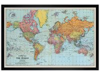 Black Wooden Framed Stanfords General Map Of The World Colour Poster 61x91.5cm