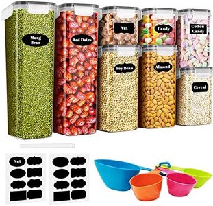 Baozun Boite de Rangement Cuisine Lot de 8, Bocaux Hermetiques Alimentaires en Plastique Scellée avec Couvercle, Pour Stocker les Cereales, Farine, Pâtes, Nourriture pour Animaux de Compagnie