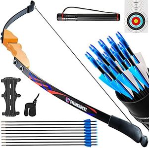 54'' Recurve Bow and Arrow Set Adults 30/40 lbs, Archery Traditional Wooden Takedown Recurve Bows Set Includes 9 Arrows 5 Target Faces for Outdoor Hunting Training (30LBS)