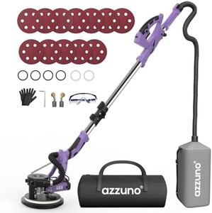 Drywall Sander with Vacuum Dust Collector, AZZUNO 12A Popcorn Ceiling Removal Tool, Electric Drywall Tools with 5 Variable Speeds (800-1900RPM), 12pcs Sanding Discs (Purple)