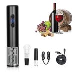 Hotool Electric Wine Opener with Foil Cutter, Wine Pourer, Vacuum Stopper, Dock, USB Charging Cable, Perfect Wine Gift Set