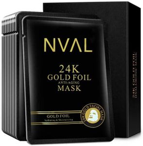 Mascarilla Facial Oro 24 K (10 ud) con Ácido Hialurónico Antiarrugas (28ml), Cuidado De La Piel & Hidratante Vegana Skincare - Fórmulas Coreanas con ingredientes activos, Mascarilla Facial Mujer (ORO)