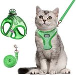 Betmaypet Cat Harness and Leash Set, Soft and Breathable Vest with Reflective Strip, Escape Proof Kitten Harness, Easy to Wear for Cats Walking and Traveling (Green, XS)