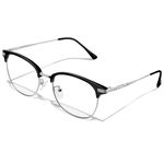 Blue Light Blocking Glasses for Computer, Joopin Anti Eyestrain Clear Lens Lightweight Oval Frame Eyeglasses for Men Women (Silver Frame Anti Blue Light Lens)