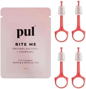 PUL Pack of 4 Reusable 2-in-1 Aligner Seating Chewie & Removal Tool — Compatible with Invisalign, Removable Braces, Retainers, Trays – Easy-to-Use Remover & Chew, Dental & Oral Hygiene Care – Pink