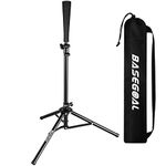 BaseGoal Batting Tee Baseball Tee Softball Travel Portable Tee Tripod Stand Rubber Tee for Batting Training Practice with Carrying Bag