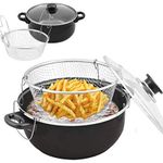 Shelzi Nonstick Woks and Stir Fry Pans with Lid, Frying Basket & Steam Rack, Nonstick Wok Pan with Lid