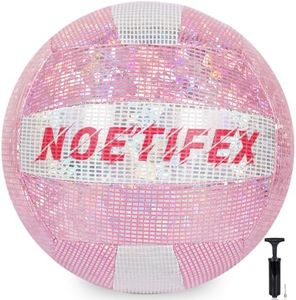 Noetifex Soft Touch Volleyball, Official Size 5 – Thickened Durable Indoor Outdoor Waterproof Volleyball for Beach, Pool, Gym Training & Games, Neon Holographic Fabric Design, with Pump