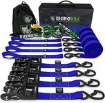 RHINO USA Ratchet Straps Tie Down Kit, 5,208 Break Strength - Includes (4) Heavy Duty Rachet Tiedowns with Padded Handles & Coated Chromoly S Hooks + (4) Soft Loop Tie-Downs