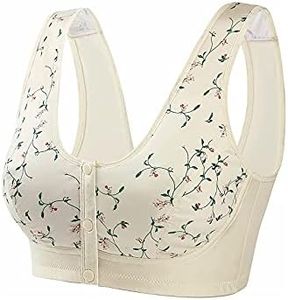 Popsalie Front Button Bra, Convenient Front Button Bra,Front Closure Sports Bras Women Cotton Ultra Soft Cup,Everyday Sleep Bras,Front Closure Cotton Sports Bras for Women Girls (Beige,36)