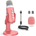 Gaming USB Microphone,ZealSound Pink Mic for iPhone Computer PC PS5,Condenser Microphone with Mute,Gain Control,Echo&Monitor Volume Adjust for Streaming Vocal Recording ASMR Podcast Singing YoutubeK66