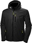 Helly Hansen Men's Crew Hooded Waterproof Windproof Breathable Rain Coat Jacket, 990 Black, Large