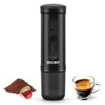 BESCOST 2-in-1 Portable Coffee Maker, 20-Bar Portable Espresso Maker with Heating & 9600mAh Battery, Works with NS Pods & Ground Coffee for Outdoor, Car & Office