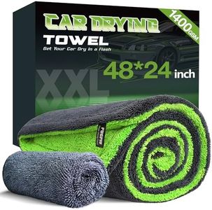 PUGPIU Microfiber Car Drying Towel Extra Large Super Absorbent 48"X24", 1400 GSM Flash Detail Car Wash Drying Towel Edgeless with Two Sided Soft Twisted-Loop, No Water Spots Streaks for Cars (Green)