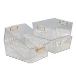 Jandson Clear Plastic Storage Bin, 4 Pack Pantry Organizer Containers