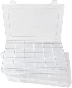Guyuyii 2 Pack Bead Storage Containers with 36 Adjustable Grids – Clear Organizer Box for Bead Storage, Jewelry Supplies, Small Item Organization – Ideal for Home, Travel, School, and Workplaces