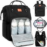 KeaBabies Diaper Bag Backpack, Waterproof Multi Function Baby Travel Bags (Trendy Black)