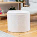 The Ottoman Shop, Ottoman Round Storage, Small White Boucle Footstool, Australia