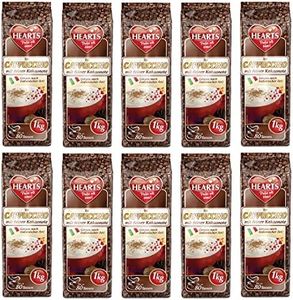 HEARTS Cappuccino avec cacao fin 10 x 1 kg – Lot de 80 tasses par sachet – Arôme intense, laiteux et crémeux, pack familial pratique