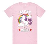 Sanfran Clothing Alpha Male Top Funny Meme Unicorn Gift Unisex Joke Prank Fathers Day Stag Do T-Shirt Medium/Light Pink