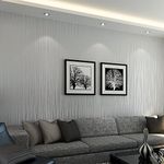 Warmiehomy 10m x 0.53m Textured Non-Woven 3D Wallpaper Walll Decoration for Living Room Bedroom Silver Grey