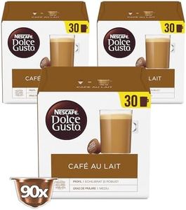 Nescafe Dolce Gusto Café Au Lait Coffee Pods (Pack of 3, Total 90 Capsules)