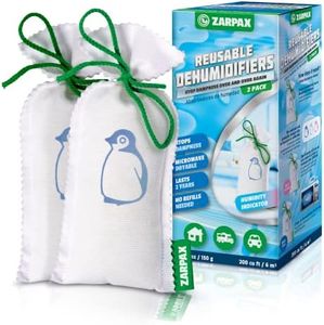 ZARPAX Household Mini Moisture Absorbers | 5.5oz Set of 2 Reusable Dehumidifier Bags | Closet Humidity Absorber | Absorbs Moisture Damp Bad Odours | Closet Dehumidifier 100% Leakproof