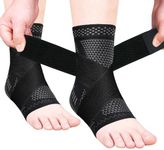 JIUFENTIAN Ankle Brace for Women an Men Adjustable Compression Sleeve (Pair)-Ankle Support Heel Brace for Achilles Tendonitis, Plantar Fasciitis-Eases Swelling and Sprained Ankle(Grey,Large)