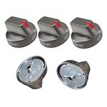 FELHOOD 5 Pack DG64-00473A Gas Burner Knobs Replacement for Samsung Stainless Steel Range Knobs DG64-00473B, 3447565, AP5917439 - Chrome Knobs