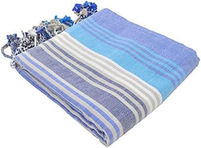 InfuseZen Turkish Bath & Beach Towel – Colorful Striped Design - 100% Organic Turkish Cotton - Soft, Lightweight, Absorbent Peshtemal, Quick Dry, Sand Free – for Pool, Gym, Throw, Travel - Navy