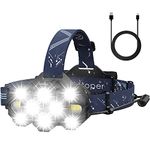 Victoper Head Torch Rechargeable, 22000 Lumen Head Torches Waterproof IPX4 LED Super Bright Rechargeable Headlight 10 LEDs 10 Modes Headlamp Hands-Free Flashlight for Camping Fishing Cycling Hiking